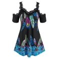 thumbnail image 1 of Talla grande Hombro frío Pluma Imprimir Tee Rosegal Camisetas tallas grandes, 1 of 5