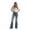 Blue, variant on Plus Size Women's Flare Bell Bottom Jeans Women's Embroidered Pocket Low Rise Skinny Denim Pants Blue XL