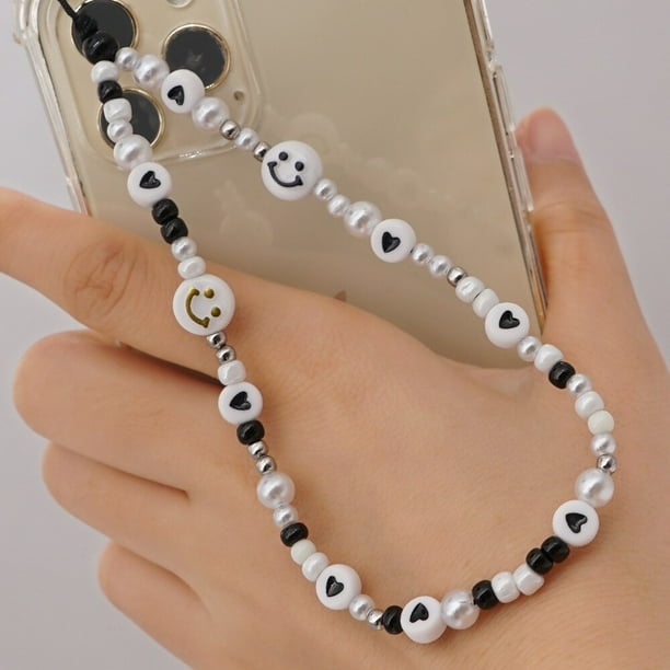 New Boho Geometric Colorful Smile Beads Phone Wrist Chain For Women Girls Phone Strap Lanyard Strap Cord Bracelet JewelryRussian Federation He Qiyong unisex
