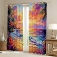 thumbnail image 2 of Erosebridal Ocean Beach Curtains for Living Room,Pink Flower 30%-50% Blackout Curtains Set of 2 (38x45),Summer Holiday Decor, 2 of 6