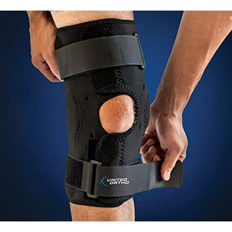 United Ortho Wraparound Hinged Knee Brace, Medium, Black