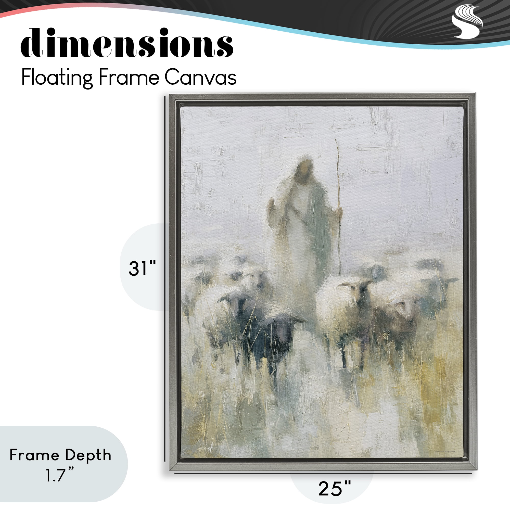 Stupell Industries The Gentle Guide Shepherd Gray Framed Floater Canvas Wall Art, design by Svetlana Aleynikova
