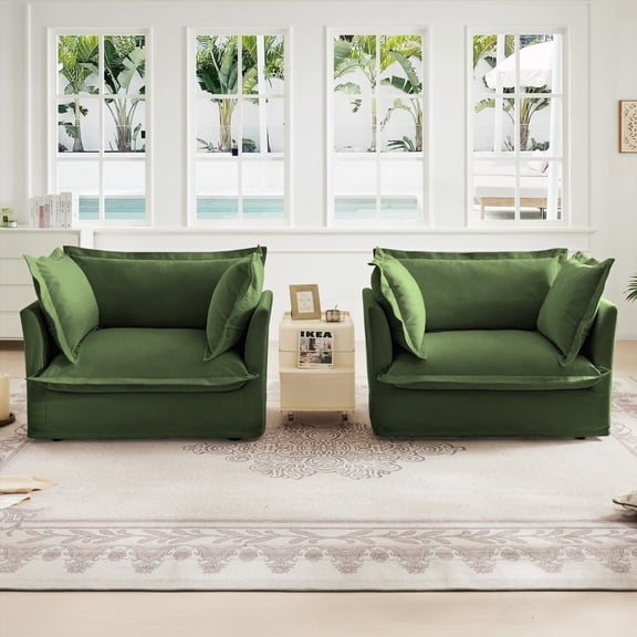 2-Piece Slipcovered Armchairs for Various Spaces. Enjoy Elegant Design with Cascading Hem & Stitching. Removable Soft Covers for Easy Cleaning.