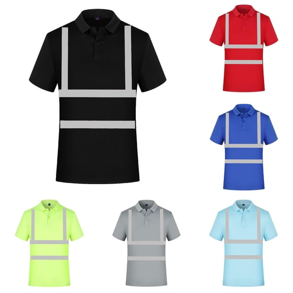 Afdoent Mens Polo Shirts High Visibility Short Sleeve Shirt For Men Pullover Reflective Tops Fashion Mens Shirts