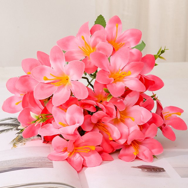 5pcs Lilies Artificial Silk Flowers Faux Lily Fake Flower Bulk for