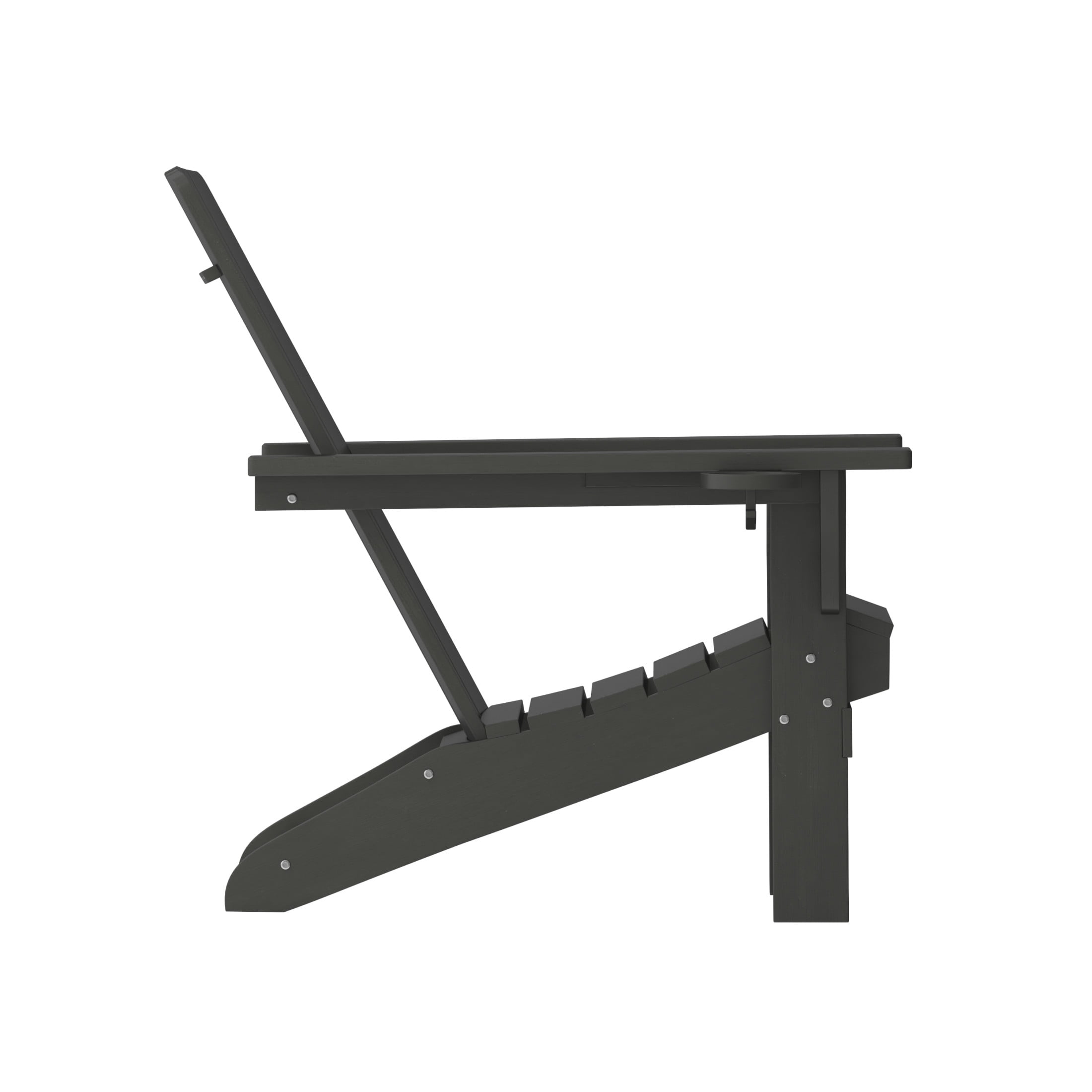 BizChair Adirondack Chair with Cup Holder, Weather Resistant HDPE Adirondack Chair in Black