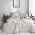 thumbnail image 2 of Simple&Opulence 100% Linen Duvet Cover Set with Embroidery Border Washed - 3 Pieces (1 Duvet Cover with 2 Pillow Shams) with Button Closure Soft Breathable Farmhouse - Grey, Queen Size, 2 of 5