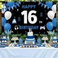 thumbnail image 3 of 16th Birthday Banner Blue, Happy 16th Birthday Decorations for Boys Girls, 16 Birthday Party Backdrop Fabric, 16 Year Old Birthday Photo Props Yard Sign Decor Supplies,7x5ft, 3 of 5