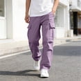 thumbnail image 4 of Vornjynx Boys Cargo Pants Elastic Waist with Pocket Straight Fit Kids Casual Summer Sports Pants Purple Size 12, 4 of 9