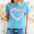 thumbnail image 2 of Savings Women's Valentine's Day Short Sleeve Shirts Heart Print Casual Basic Tee Tunic Crewneck Graphic Blouses Tops (3XL, Light Blue), 2 of 5