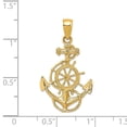 thumbnail image 2 of 14k Yellow Gold Polished Nautical Ship Mariner Anchor and Wheel Pendant Necklace 30x17mm Wide Pendant for Women, 2 of 2