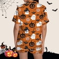 thumbnail image 5 of CQXIDFH Halloween Women's Pajamas Graphic Print Satin Pajama Set Short Sleeve Button Top with Shorts Cute Summer Sleepwear Lounge Sets Sleepwear, 5 of 8