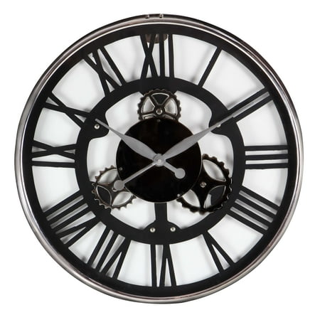 Contemporary Matte - Decmode Contemporary 25 Inch Matte Black Open Design Round Wall Clock