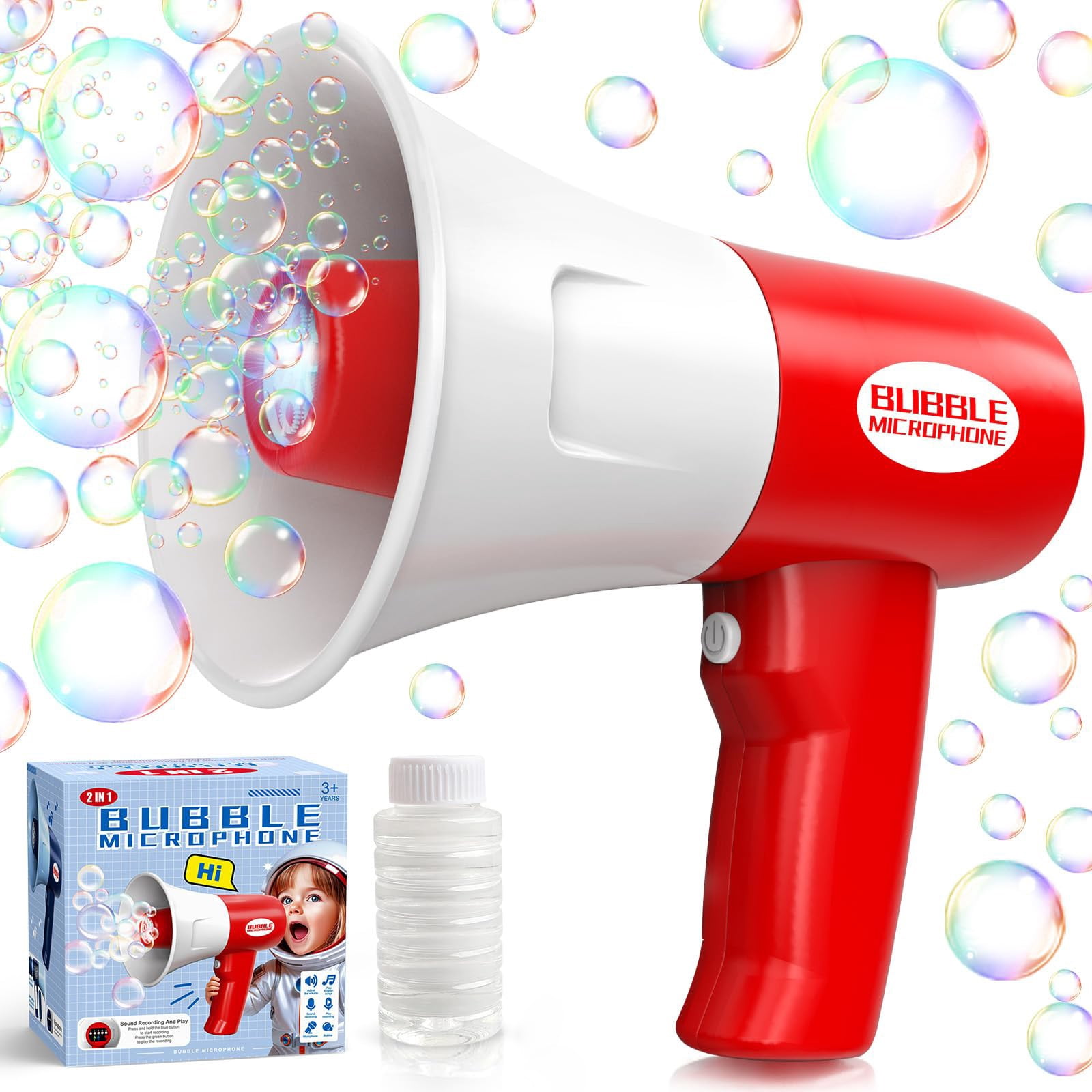 LYINGF Recordable Bubble Machine - Includes 2 Bottles of Solution (100ml Total), Indoor and Outdoor Bubble Blower for Parties and Events, Creates a Festive Atmosphere, Easy-to-Use Bubble Maker