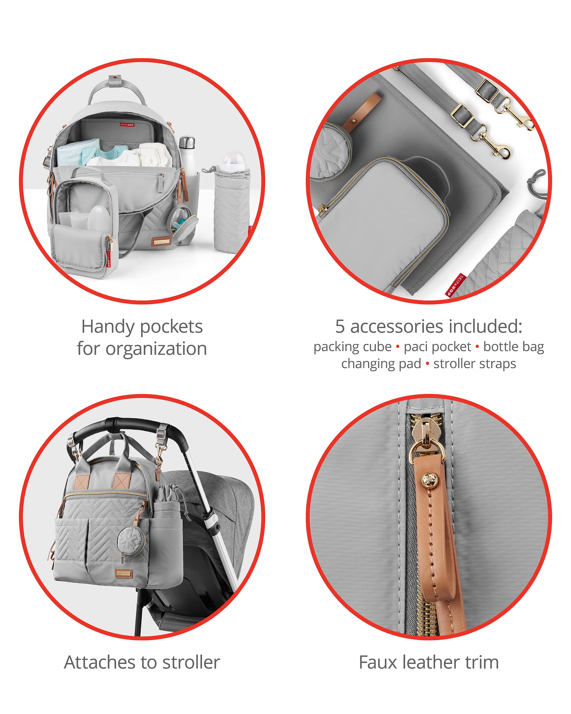 Skip Hop Suite Chic 6-in-1 Diaper Backpack Set with Accessories