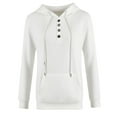 thumbnail image 5 of Fiaer,Womens 2025 Oversized Hoodies Button Collar Drawstring Hooded Pullover Casual Long Sleeve Hooded Sweatshirt White XL, 5 of 5