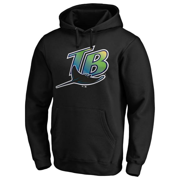 Men's Black Tampa Bay Rays Vintage Cooperstown Collection Wahconah Fitted Pullover Hoodie