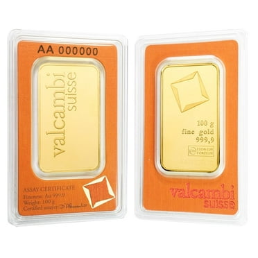 100 gram Gold Bar Valcambi Suisse .9999 Fine (In Assay)