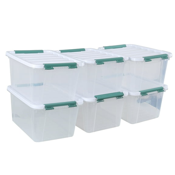 Yesdate 20 Quart Clear Storage Latch Box, Set of 6 Plastic Storage Containers with Lids
