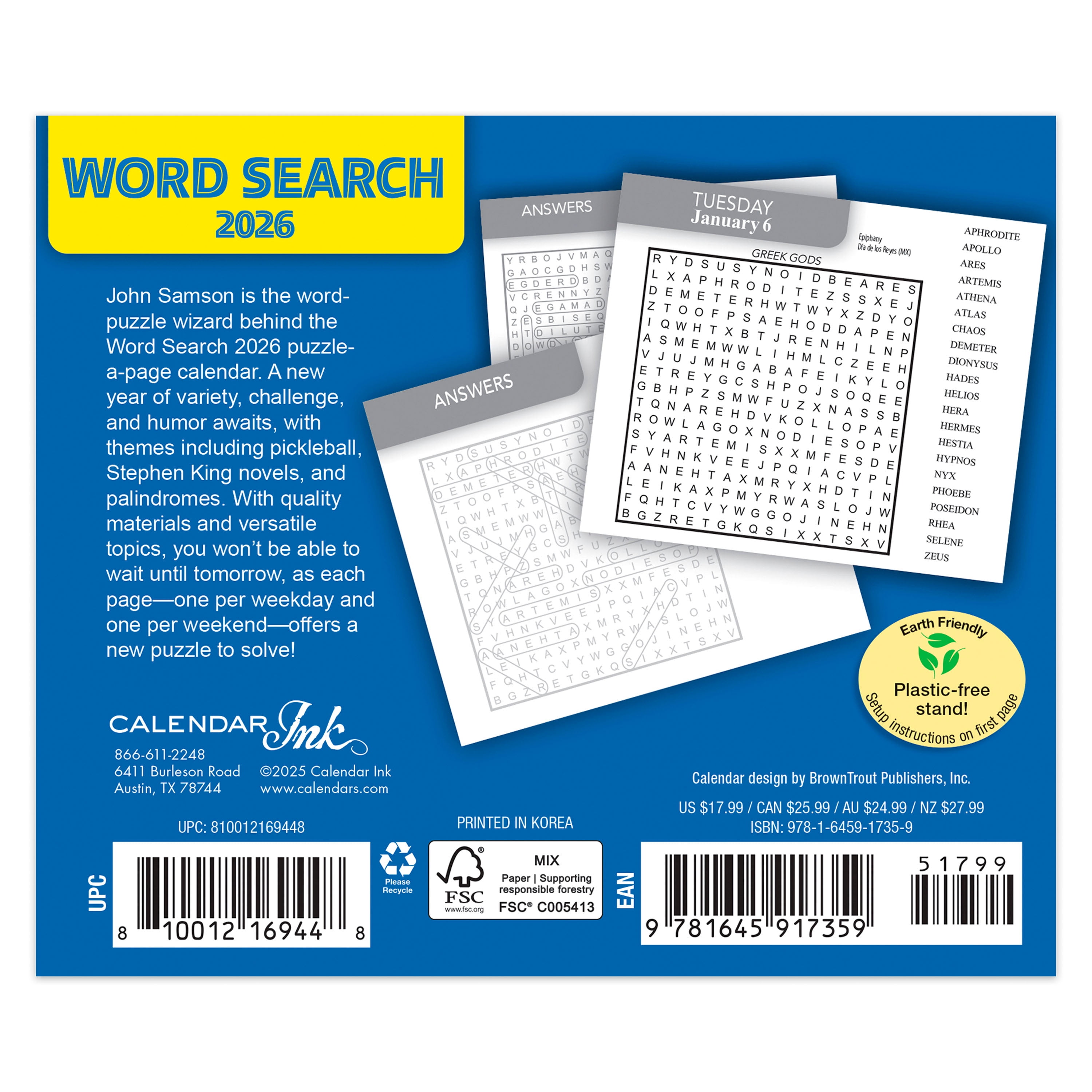 Word Search 2026 Boîte Cal Ink