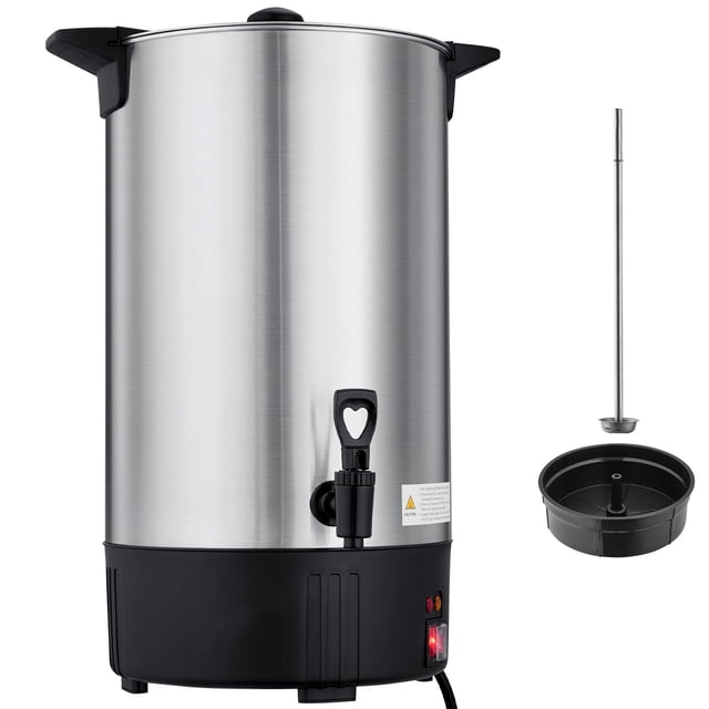 KFFKFF Commercial Coffee Urn, 100 Cup 15 L Hot Beverage Dispenser with Dripless Faucet, Quick-Brewing Stainless Steel Large Commercial Coffee Maker