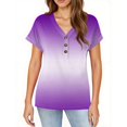 thumbnail image 4 of WTOBBY Women's Ombre Dye Raglan Sleeve Casual Pullover Top, V-Neck Short Sleeve Blouse with Geometric Print for Outdoor Activities,Purple M, 4 of 4