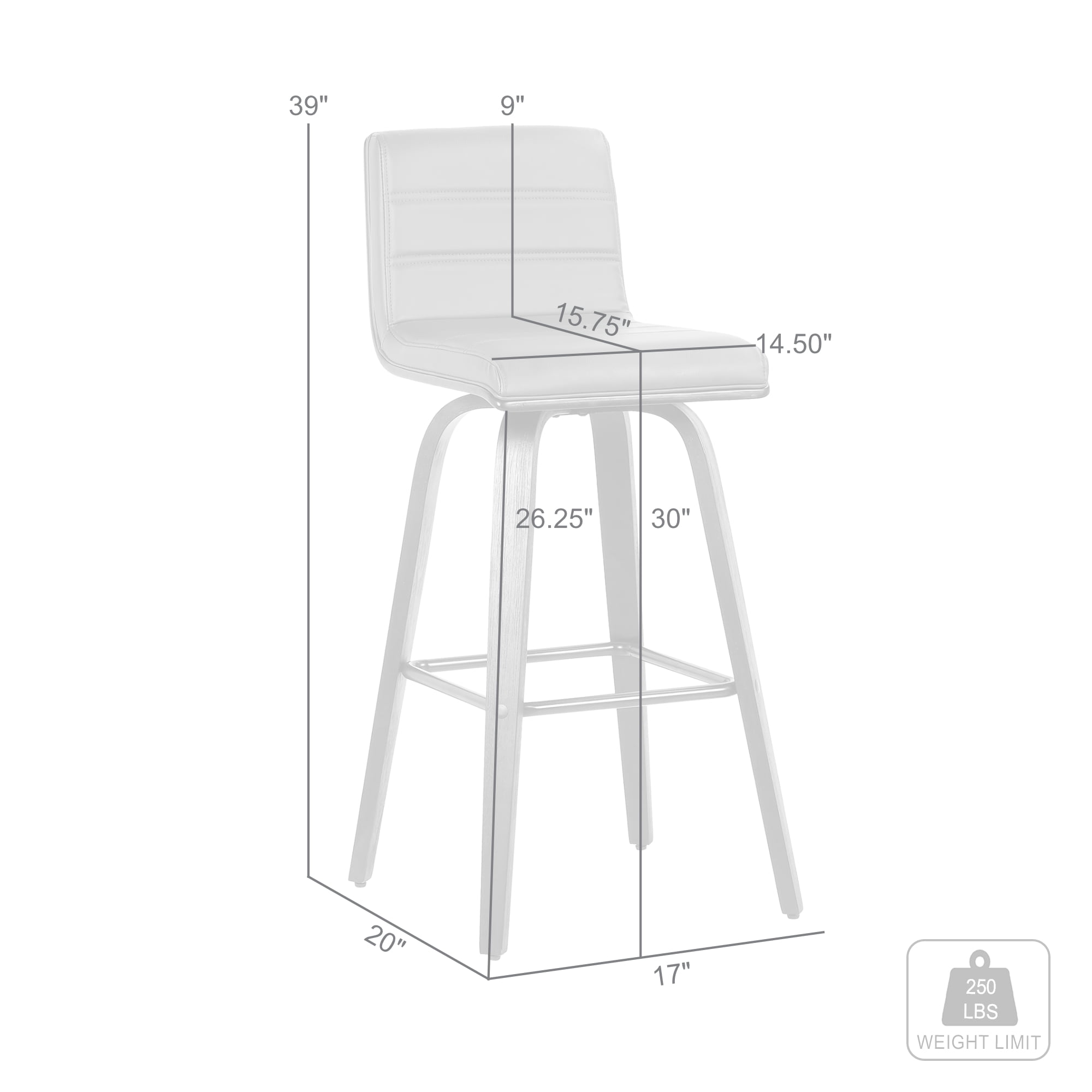 Vienna 30" Swivel Bar Stool in Walnut Wood Finish with Brown Faux Leather - Set of 3