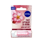 Nivea 2in1 Lip Balm & Scrub Super Soft Lips, Rosehip Oil + Vitamin E, 0.17 oz (4.8 g)