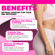 Bombshell Booty Pillow - BBL Pillow After Surgery Sitting with Drawstring Bag and Female Urinal - Comfortable Butt Cushion for Long Sitting - BBL Recovery Must Haves