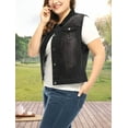 thumbnail image 3 of GRACE & GRANDEUR Women's Plus Jeans Jacket Vest Fall Button Down Denim Jacket Black 3X, 3 of 5
