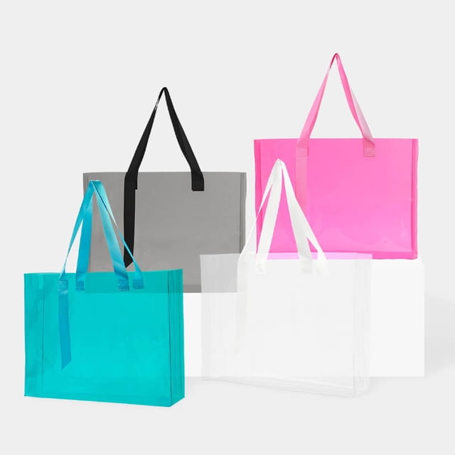 Paquete 50 piezas Bolsa de PVC transparente con fuelle blanco 47 x 34.5 x 9