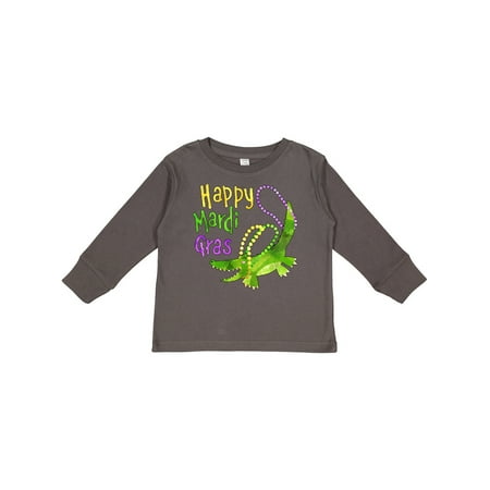 

Inktastic Happy Mardi Gras Cute Alligator with Beads Gift Toddler Boy or Toddler Girl Long Sleeve T-Shirt