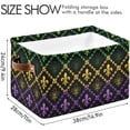 thumbnail image 4 of Coolnut Mardi Gras Storage Basket Foldable Storage Bin, Canvas Rectangular Storage Basket with Leather Handles for Home Closet & Office Decor Gifts, 4 of 7