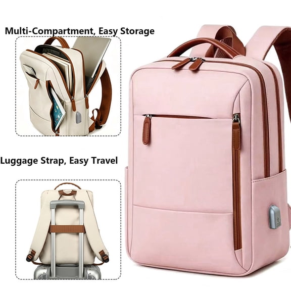 16" Small Travel Backpack W/ USB Charging Port,Travel Backpack with Luggage Strap,Anti-Theft Water Resistant Rucksacks Fit 15" Laptop,Lightweight Casual Daypack for College School Business