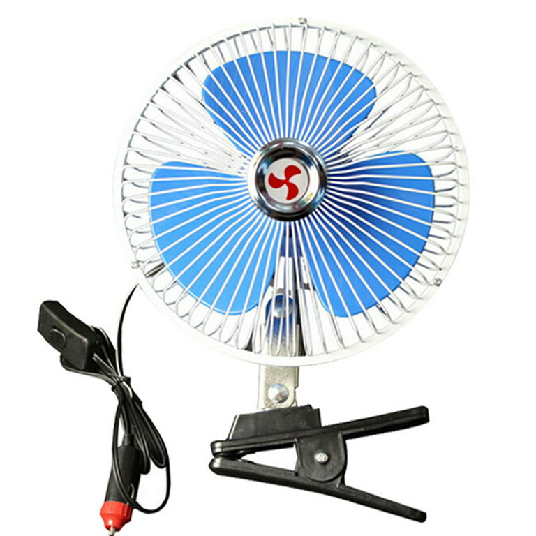 8 Inch 12V Portable Car Electric Fan 2 Speeds Adjustable Oscillating Car  Auto Cooling Fan with Clip Low Noise for Vehicle Truck