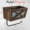 thumbnail image 4 of Autumn Alley Farmhouse Toilet Paper Holder with Basket for Cell Phone - Rustic Toilet Paper Holder, Farmhouse Bathroom Country Decor - Wood, Galvanized & Black Metal - Adds Rustic Charm, Brown, 4 of 9
