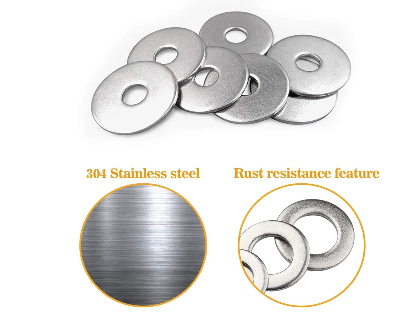 VIGRUE 225 Pcs Bolts and Screws Stainless Steel Metric Flat Washers Assortment