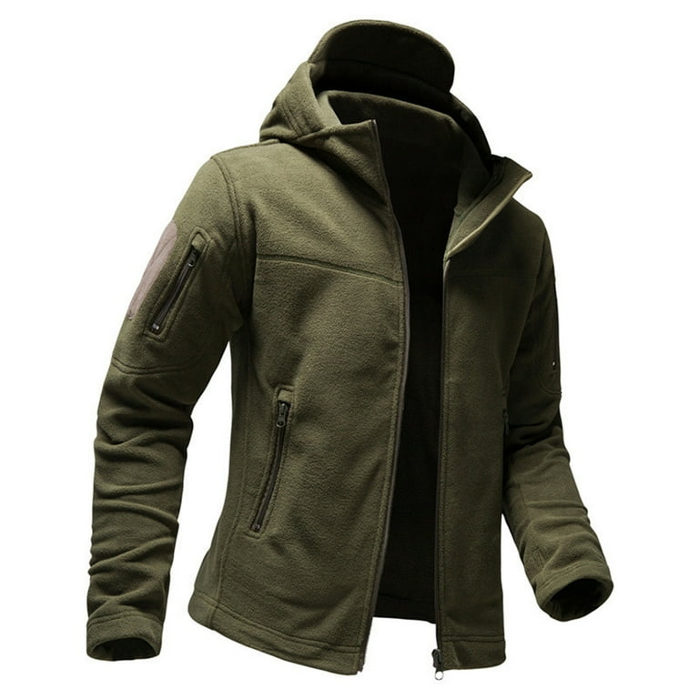 CHEEREAM Men's Tactical Hooded Fleece Jackets Full-Zip Winter Warm
