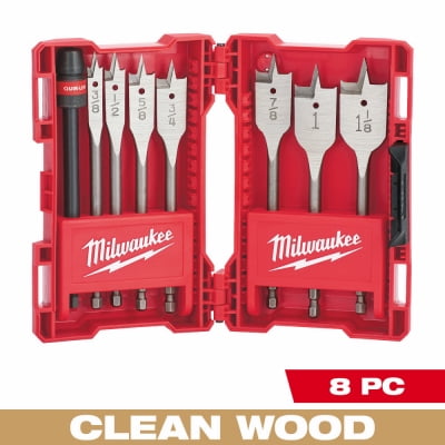 Milwaukee Tool Flat Boring Bit 6" Universal Set - 8PC