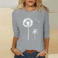 thumbnail image 2 of Ichuanyi Womens 3/4 Sleeve Tops Crewneck Summer Floral Print Casual Tee Shirts Loose Dressy Tunic Trendy Blouse Top, 2 of 7