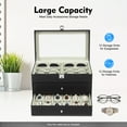 thumbnail image 5 of ChicHomey 4 Layer Black Sunglasses Organizer,Watch & Glasses Storage Box,24 Compartments (12+12),Glass Lid,Large Capacity, Perfect for Desktop and Home Use, 5 of 10