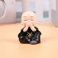 thumbnail image 7 of Aespoir Cute Little Monks Figurine, No Evil Statue Wealth Lucky Figurine Showpiece Home Miniature Baby Buddha Decor Gift(Black), 7 of 7
