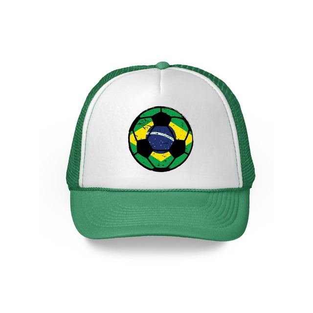 Awkward Styles Brazil Soccer Ball Hat Brazilian Soccer Trucker Hat Brazil 2018 Baseball Cap Brazil Trucker Hats for Men and Women Hat Gifts from Brazil Brazilian Baseball Hats Brazilian Flag Hat