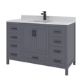 thumbnail image 3 of Ayna Decors Rooh 48 in Charcoal Grey Bathroom Vanity Set with White Quartz Countertop | Ceramic Sink | 2 Soft Closing Doors | 7 Full Extention Soft Close Drawer | Black Hardware, 3 of 10