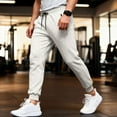 thumbnail image 2 of Nokdvo Man Sweatpants Trendy Fleece Drawstring Elastic Waist Track Pants Fall Tapered Baggy Casual Long Pants with Pocket,White S, 2 of 7