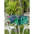 thumbnail image 3 of Outdoor Tablecloth with Umbrella Hole for Patio/Picnic/Party/Camping, Abstract Green Waterproof Table Cloth Round Cover Washable, Painting Buildings Geometric Color Block (Dia 60"), 3 of 8