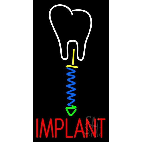 Tooth Implant With Logo LED Neon Sign 20 x 37 - inches, Black Square Cut Acrylic Backing, with Dimmer - Bright and Premium built indoor LED Neon Sign for Defence Force.