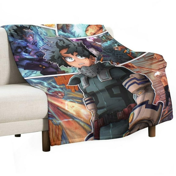 My Hero Blanket Academia Flannel Throw Blankets Soft Pile Cozy Plush Throw Blanket for All Seasons, 3D Printed Warm Blanket for Sofa Beds Home Decor