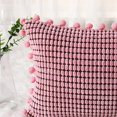thumbnail image 2 of 2 Packs 16"×16" Throw Pillow Covers with Pom-poms Corn Striped Lumbar Pillowcase Soft Square Cushion Case Set Farmhouse Home Decor for Couch Sofa Bedroom Car Living Room, 2 of 9