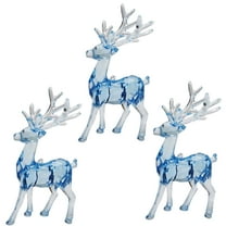 KOYPTL 3 Pcs Reindeer Christmas Ornament Set Transparent Elk Figurines Christmas Table Decorations Christmas Decorations for Desktop Home Decor,Christmas Gifts for Grandkids Women Blue